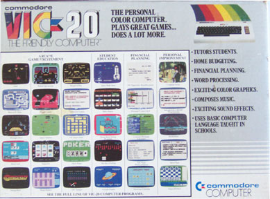 [Back of Commodore Vic 20 Box]